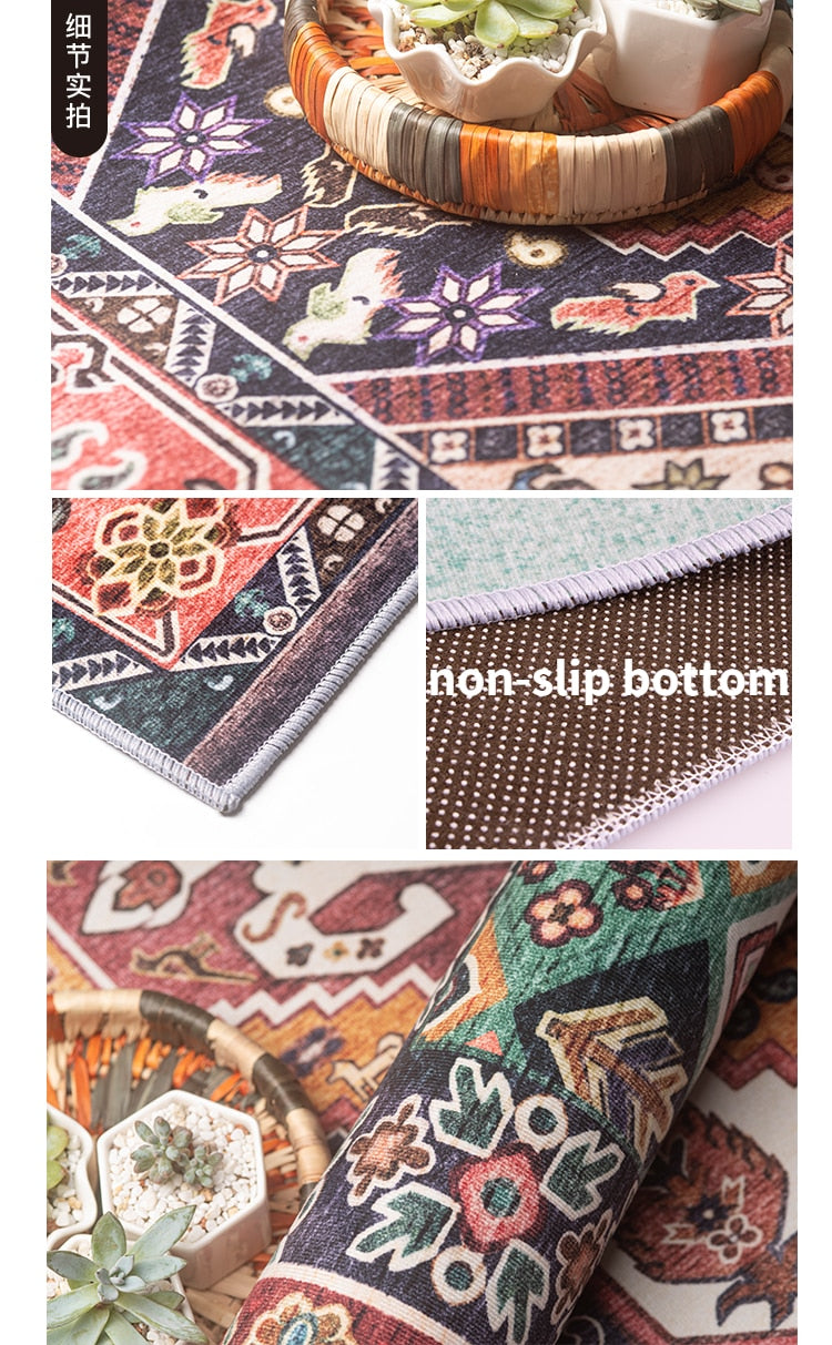 Bohemian dywan amerykański w stylu etnicznym Dekoracja salonu dywany marokańskie vintage homestay sypialnia wystrój dywany bez poślizgu mata