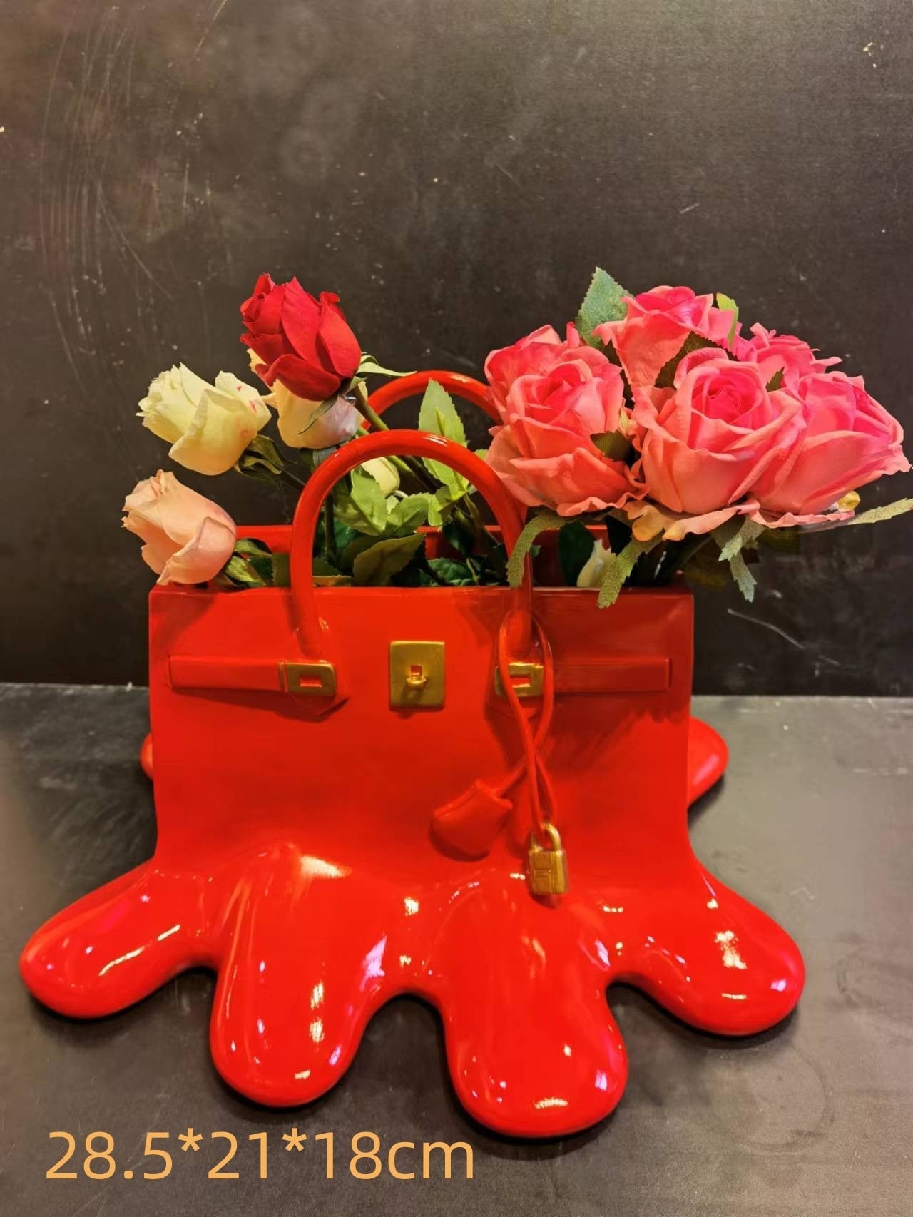クリエイティブな樹脂花バッグ花瓶の家の装飾研究オフィスダイニングテーブルリビングルーム装飾バッグのための花瓶の豪華な彫刻