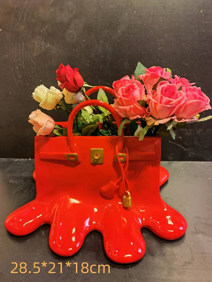 Créatif résine fleurs sac Vase décor à la maison étude bureau Table à manger Vase sac pour salon décor sac Vase Sculpture de luxe 