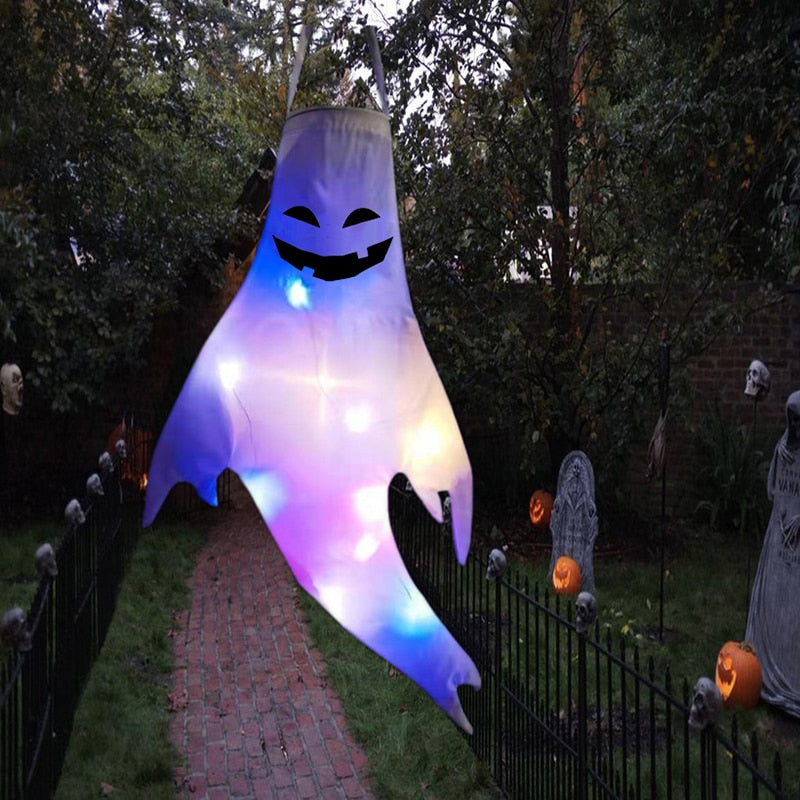 LED LIGHT Halloween Hanging Ghost Kids Favores Halloween Fiesta al aire libre Decoración del hogar de interior Sprooky Bar Props 2023