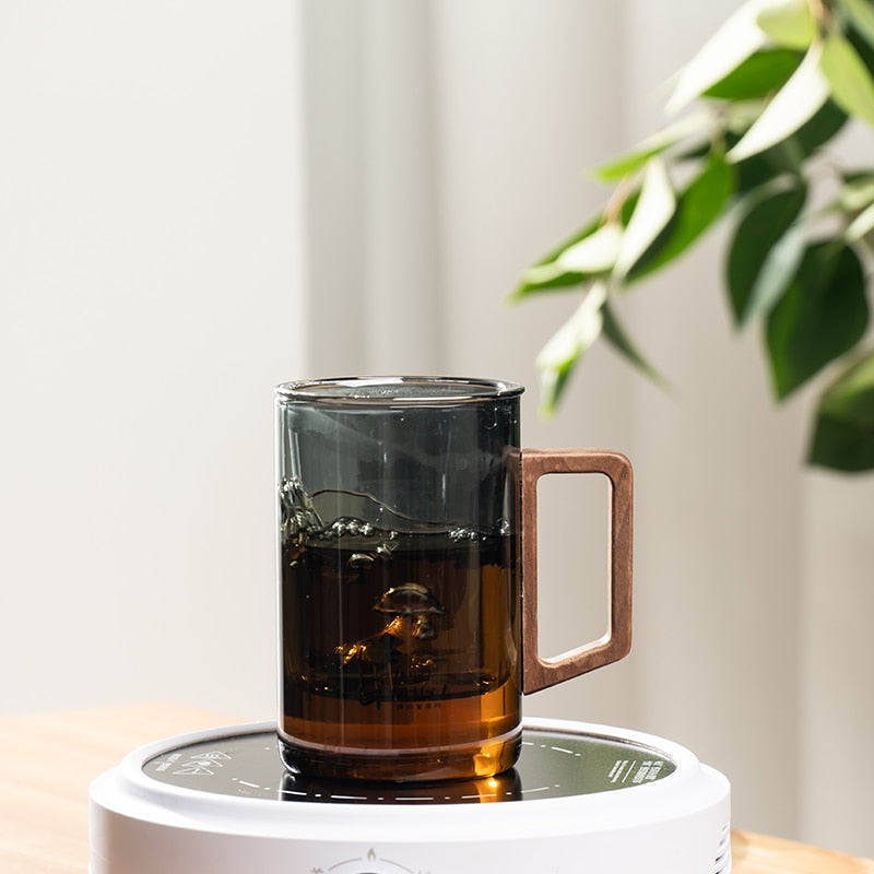gianxi 유리 찻잔 높은 보로스 실리케이션 유리 가정용 차수 커버와 필터 유리 꽃 찻잔을 가진 티 컵 별도의 티 컵