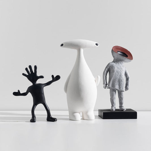 Nordisk moderne minimalistisk kreativ abstrakt karakter skulptur tegneserie fremmede harpikshåndverk hjem stue soverom dekorasjon