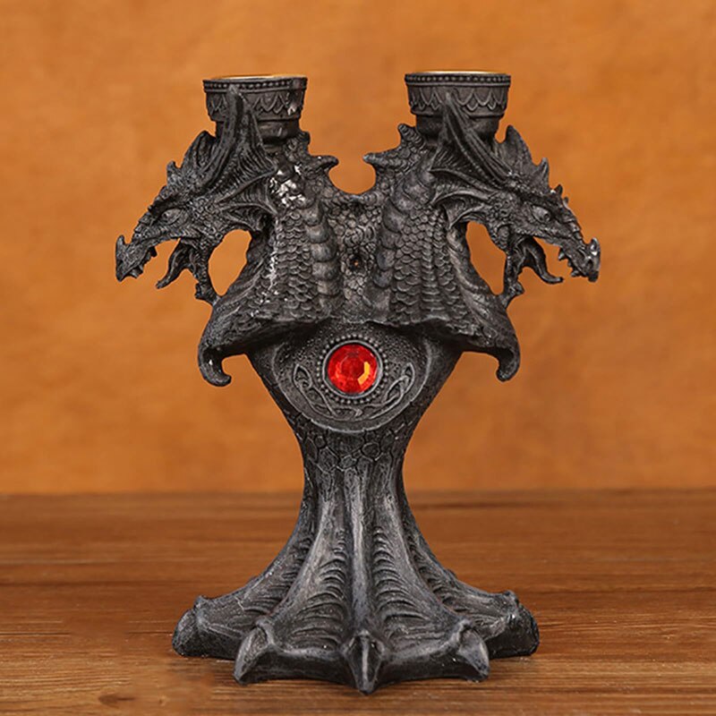 Dragon Candlestick Stand Stand Statuer 2 sztyfierki świece na herbatę lekkie dekoracyjny filarz imprezowy halloween haunted house