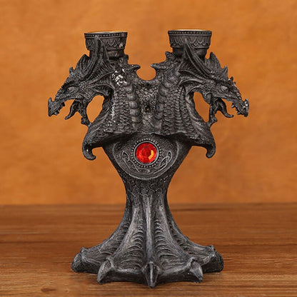 Dragon Candlestick Stand Stand Statuer 2 sztyfierki świece na herbatę lekkie dekoracyjny filarz imprezowy halloween haunted house