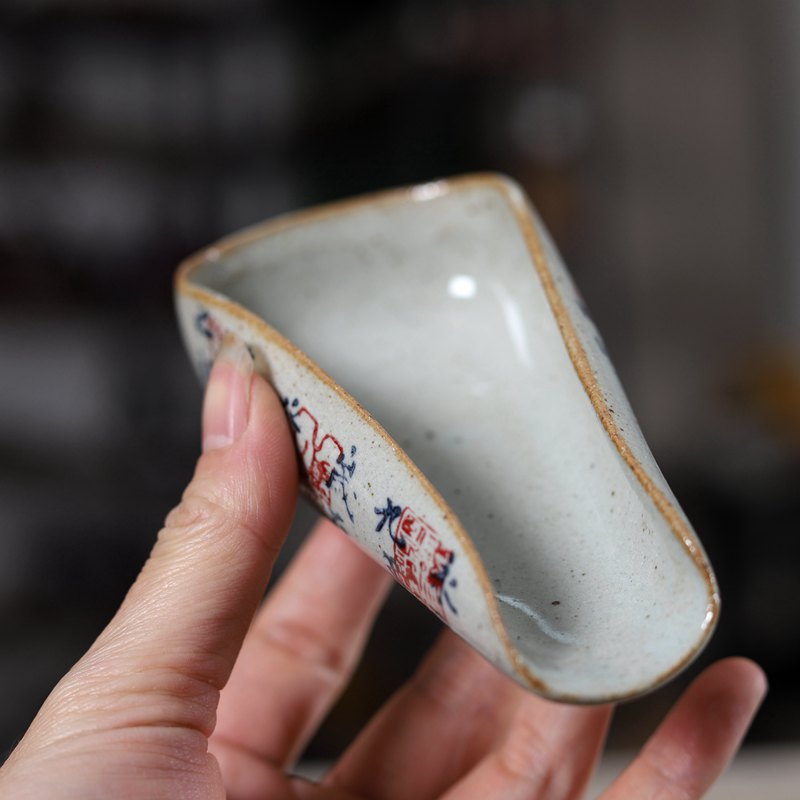 1piece Pottery Tea Holder Spoon Hand PaintedSpare Accessories Business High-Quality Porcelain Gift Tableware