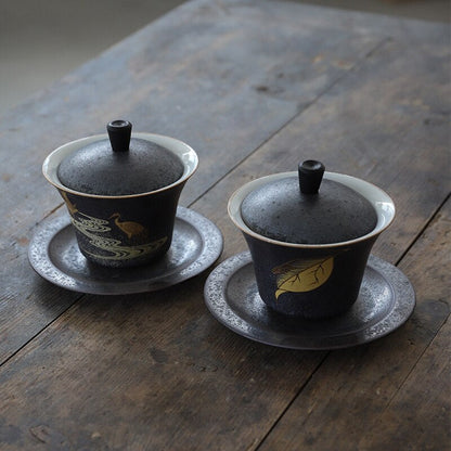 Keramik-Gaiwan-Teetasse, handgefertigte Terrine, chinesisches Kung-Fu-Teeset, Trinkgeschirr
