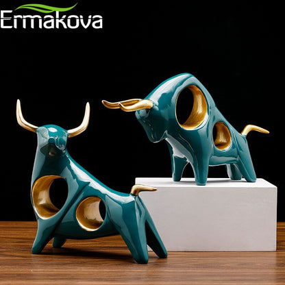 Cattle Statue Ox Home Decor Living Room Bull Sculpture Wine TV Cabinet Ornament Crafts Abstract Animal Figurine