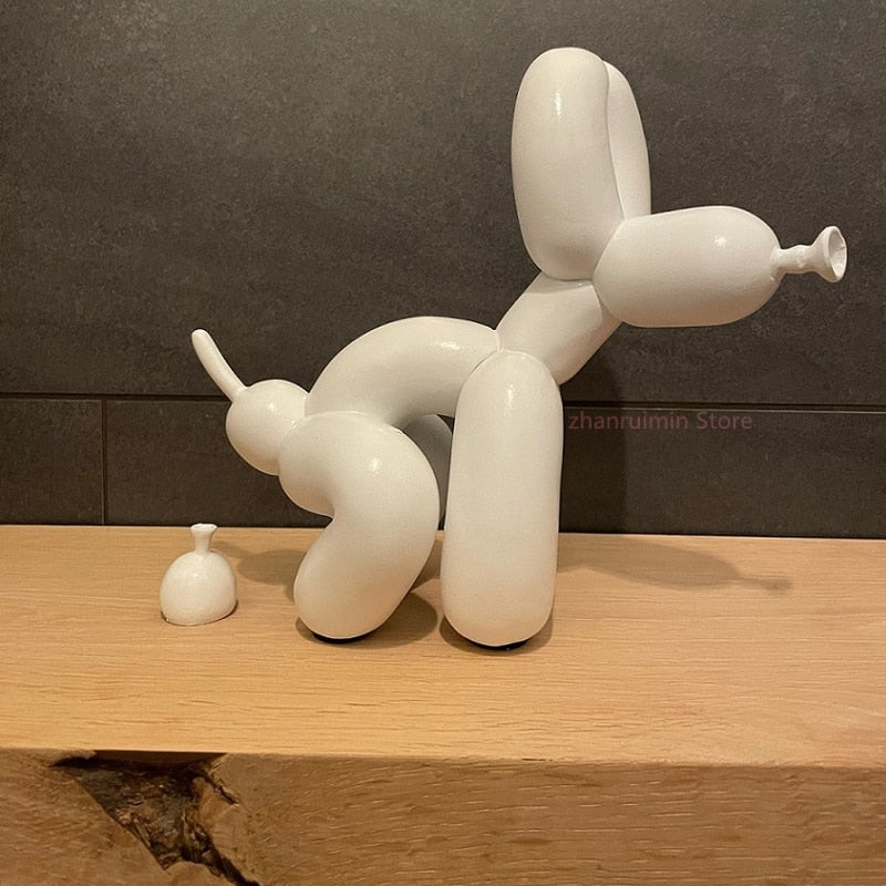 Ballon chien chien caca Statue résine Animal Sculpture décoration de la maison résine artisanat bureau décor debout noir or 
