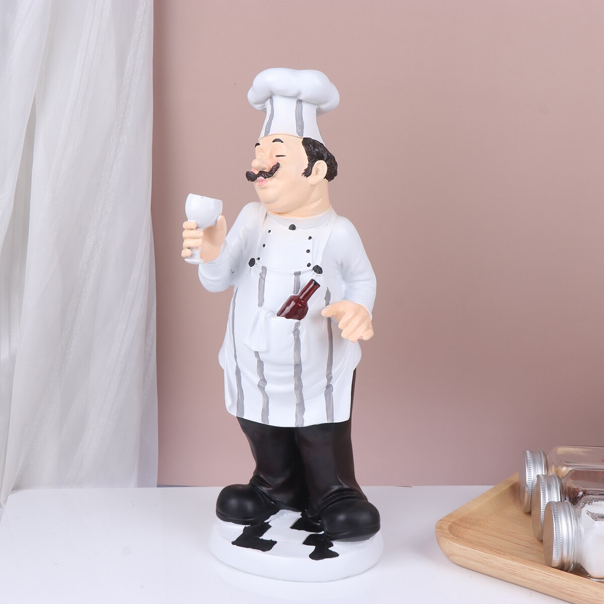 요리사 조각상 부엌 입상 장식 이탈리아 수지 인형 요리 요리 조각 뚱뚱한 프랑스 인물 장식 장식 모델 테이블
