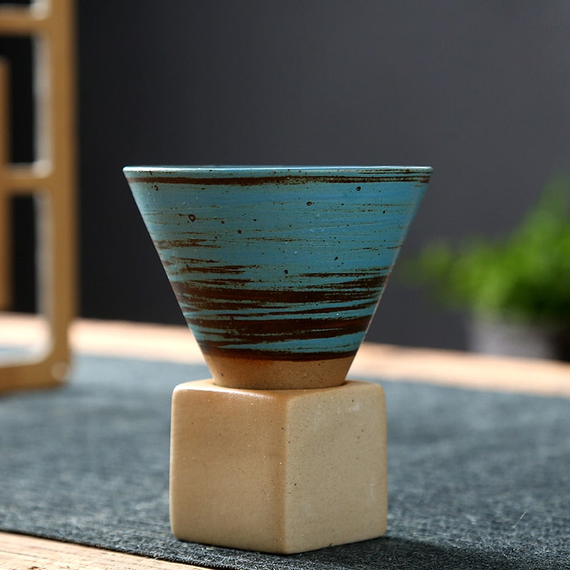 1 PCS creative retro cerámica taza de café té de cerámica rugosa té de té japonés tazón de porcelana de la flor de la flor de la cerámica