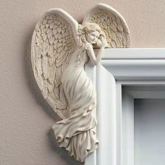 Frälsning ängel dörr ram uppvaknande ängelvinge staty figur hängande prydnadsdörr ram dekoration harts hänge heminredning