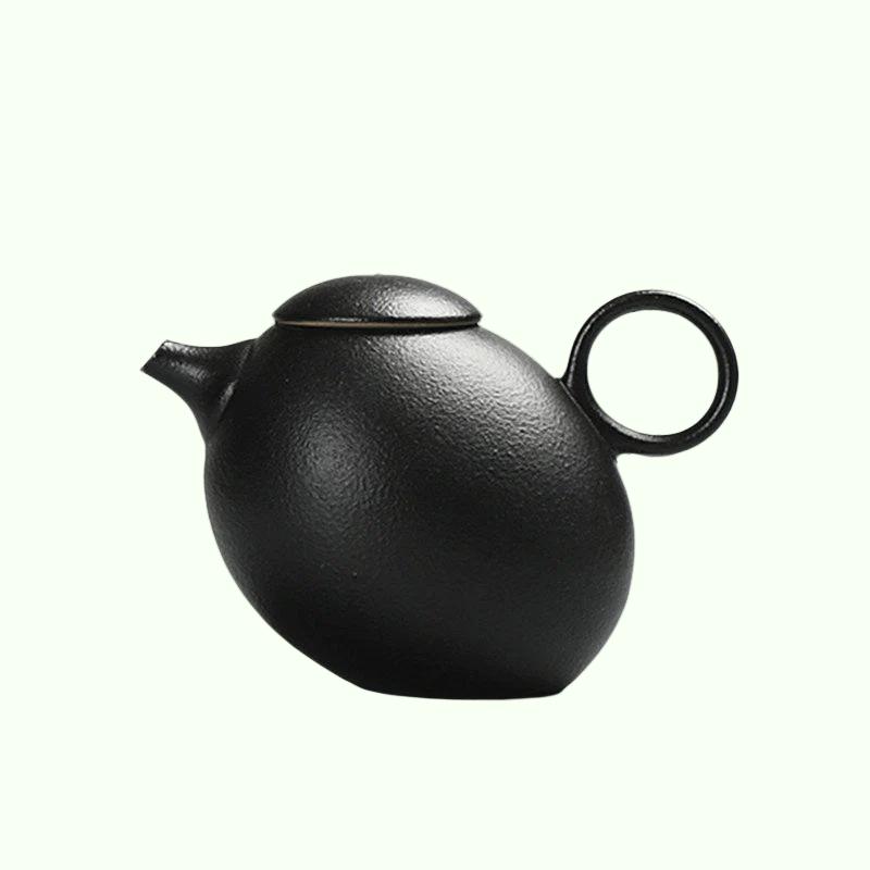 Théière en poterie grossière créative, infuseur à thé en porcelaine noire Antique, théière Puer'eh, service à thé japonais, service à thé en céramique fait à la main