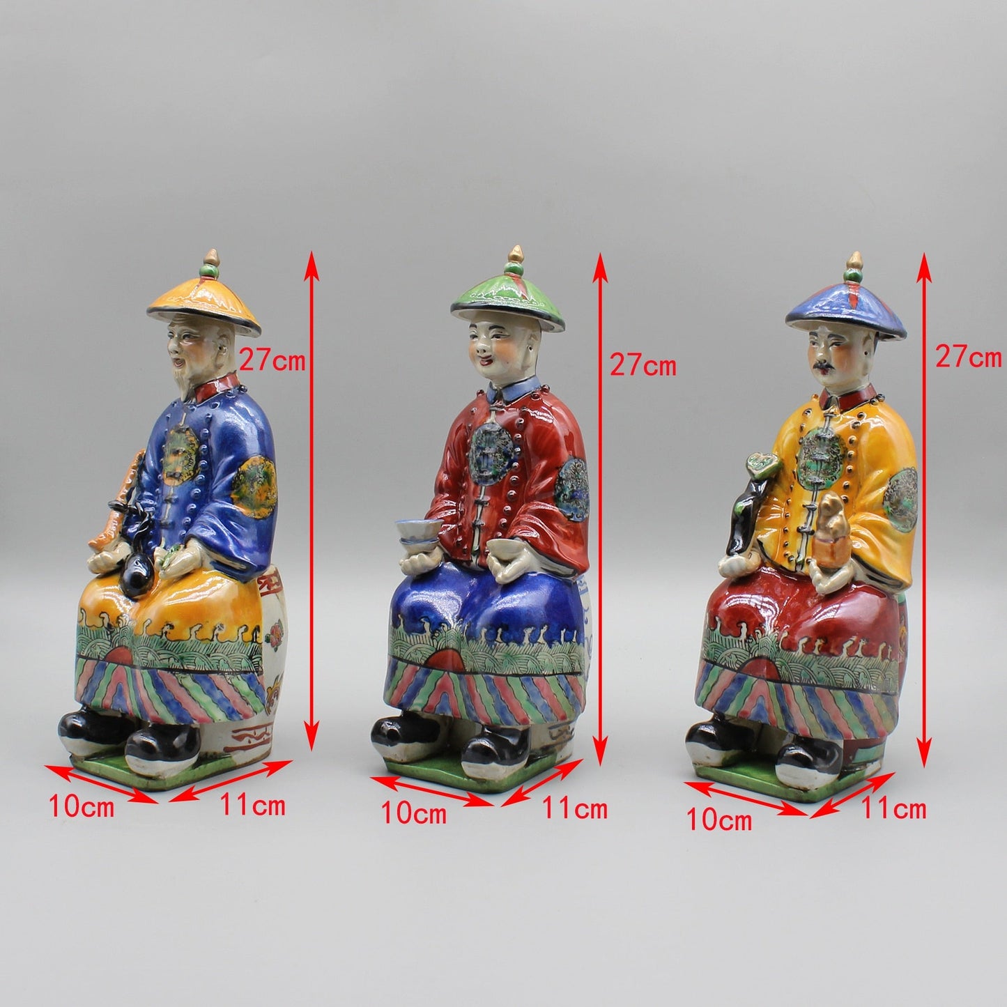 Statue d'empereur chinois en céramique, figurine en céramique peinte à la main, porcelaine colorée, décoration de la maison 