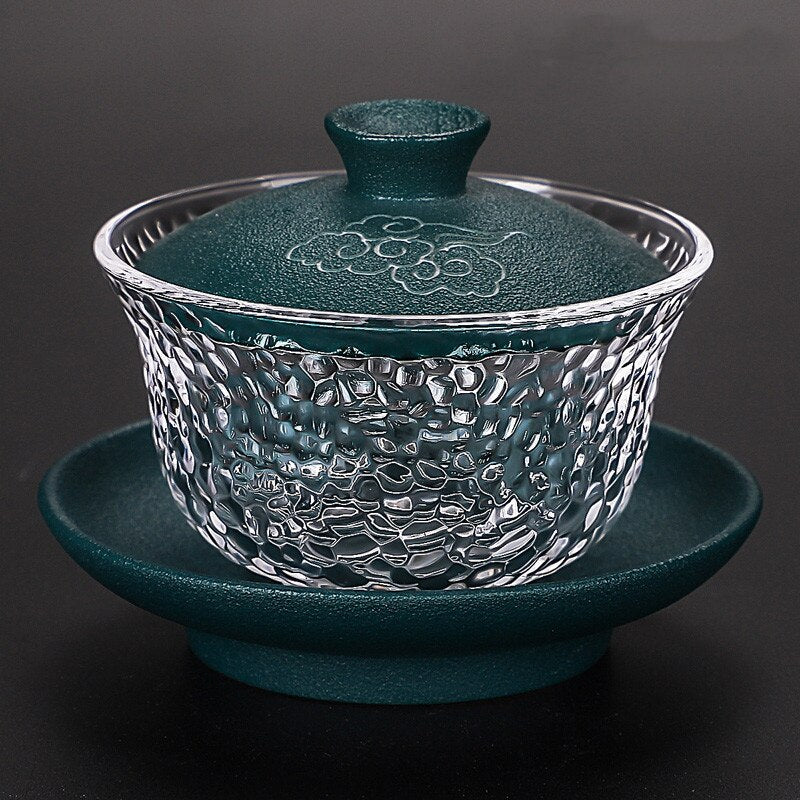 Colorful Glass Gaiwan Tea Cup Heat-resistant Thickened Tea Bowl
