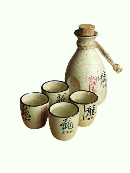 Wineware set vintage sake sake geel witte wijn geest separator keramische wijn pot cup pak traditionele sake Japanse stijl