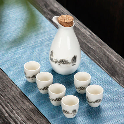 Juego de vino de estilo japonés Caza de sake japonés dispensador de vino de cerámica decantador copa de vino pequeña copa de vino pequeño un bocado