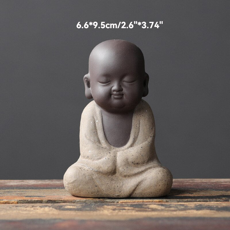 Monaci buddisti di ceramica nera figurine in miniatura figurine del buddha statue scultura ornamenti di fata meditazione decorazione del documento del giardino domestico