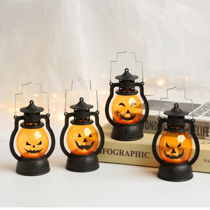 할로윈 LED 매달려 호박 랜턴 라이트 유령 램프 캔들 라이트 레트로 작은 오일 램프 할로윈 파티 홈 장식 공포 소품