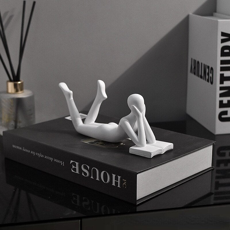 Luxury Creative Thinker Reading Sculptures Home Decor Accessories Living Room Office Study Little Figure Statues Art Room Decor