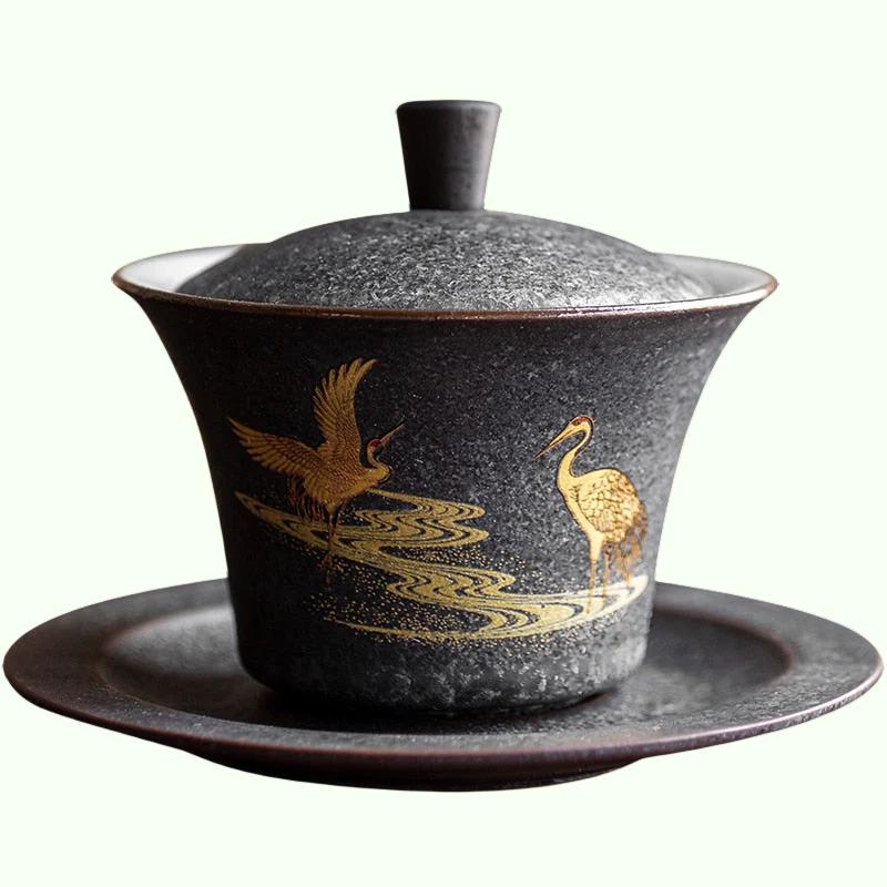 keramisk gaiwan te cup håndlavet turen kinesisk kung fu te sæt drinkware