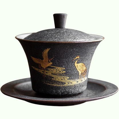 Keramik-Gaiwan-Teetasse, handgefertigte Terrine, chinesisches Kung-Fu-Teeset, Trinkgeschirr