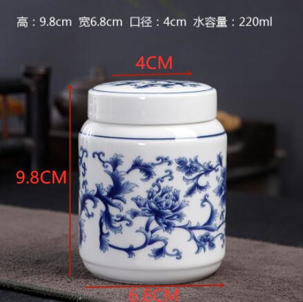 Contenitore per tè in ceramica cinese blu e bianca in porcellana Tieguanyin contenitori sigillati da viaggio per bustine di tè, scatola metallica per caffè
