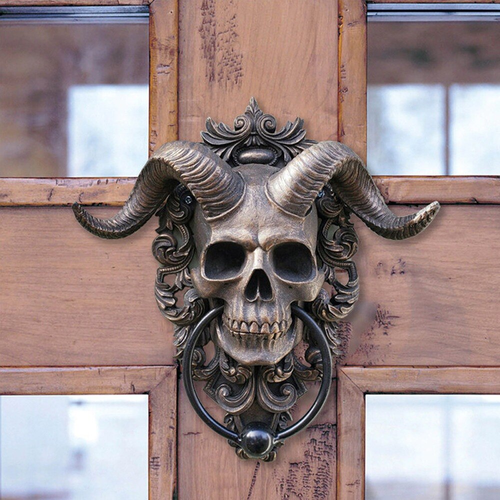 Kranium fårehoved harpiks væg vedhæng punk retro kranium doorknocker dekorative ornamenter skelet får hovedstatue boligindretning