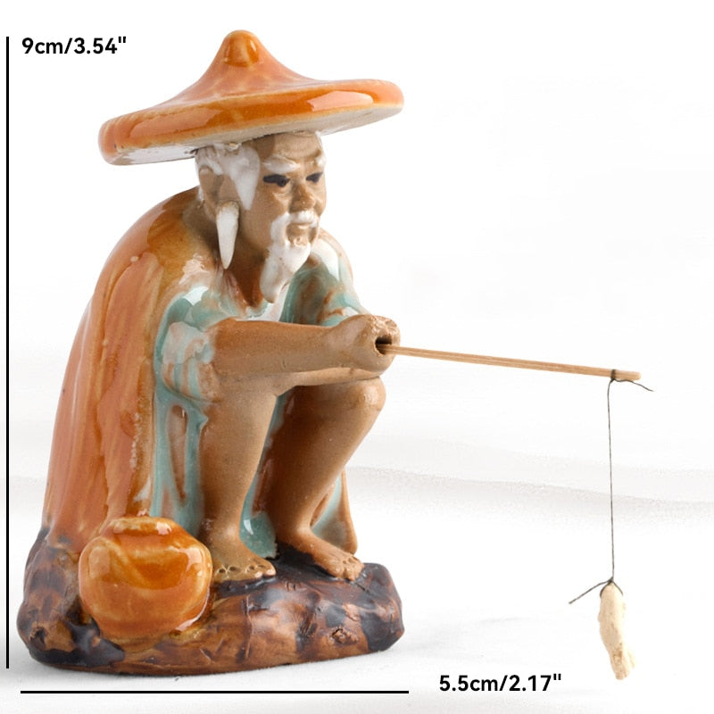 Ceramica figurine per la barca per pescatori per acquario per acquario bonsai bonsai decorazione ornamenta