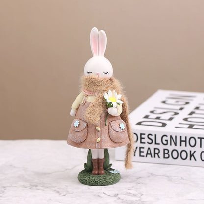 Kartun Lucu Kelinci Rumah Resin Resin Ornamen Kelinci Pesta Paskah Selamat Hari Paskah Dekorasi 2023 Anak -anak Hgril Rabbit Pesta Hadiah Bantuan