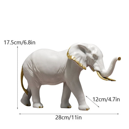 Resin Elephant Figurines for Interior Fortune Lucky Ornament Home Collection Decoration Accessorie Living Room Object