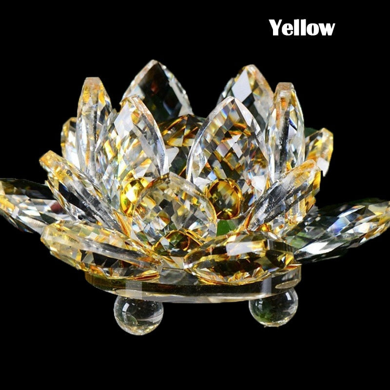 Cristalli di quarzo da 80 mm Craft di fiori di loto in vetro Ornamenti fengshui Cristalli di guarigione Casa festa di casa Wiccan decorazioni yoga regali souvenir