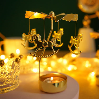 2023 romantische Rotierenden Leuchter Rotation Spinning Karussell Teelicht Kerzenhalter Abendessen Weihnachten Party Dekoration 