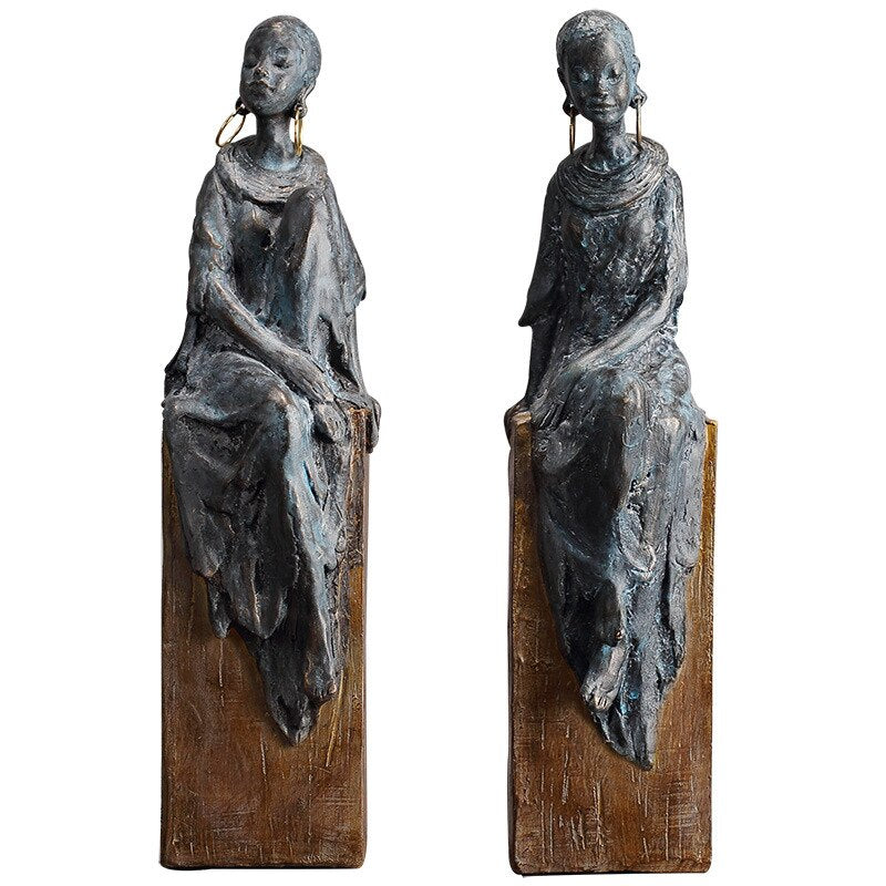 樹脂シミュレーションキャラクター飾りアフリカンスタイルのイヤリング抽象像彫刻装飾的な置物ホームデコレーション