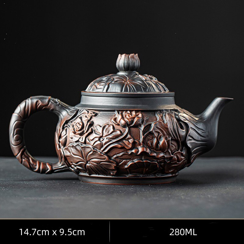 Retro High-end Pottery Teapot Teapot Seramik Rumah Tangga Ungu Tanah Tanah Tunggal Kung Fu Teh Set Jump Knife Teh Teapot Buatan