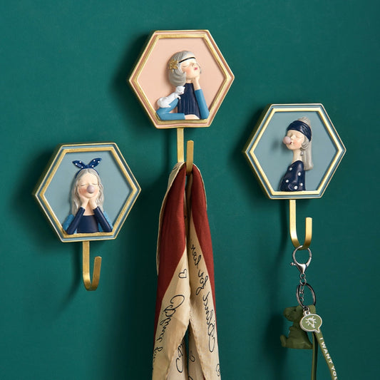 Flickor rack vägg hängande dekor nordisk utsökt harts kappkrok hem tecknad minimalistisk badrumstillbehör hänger dekoration