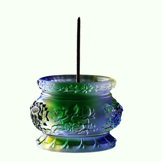 Fargerik glasert Lotus røkelsesbrenner for Buddhas hjemme innendørs røkelsesbrenner for å tilbe Aromaterapi Røkelseslinje Røkelsesbrenner