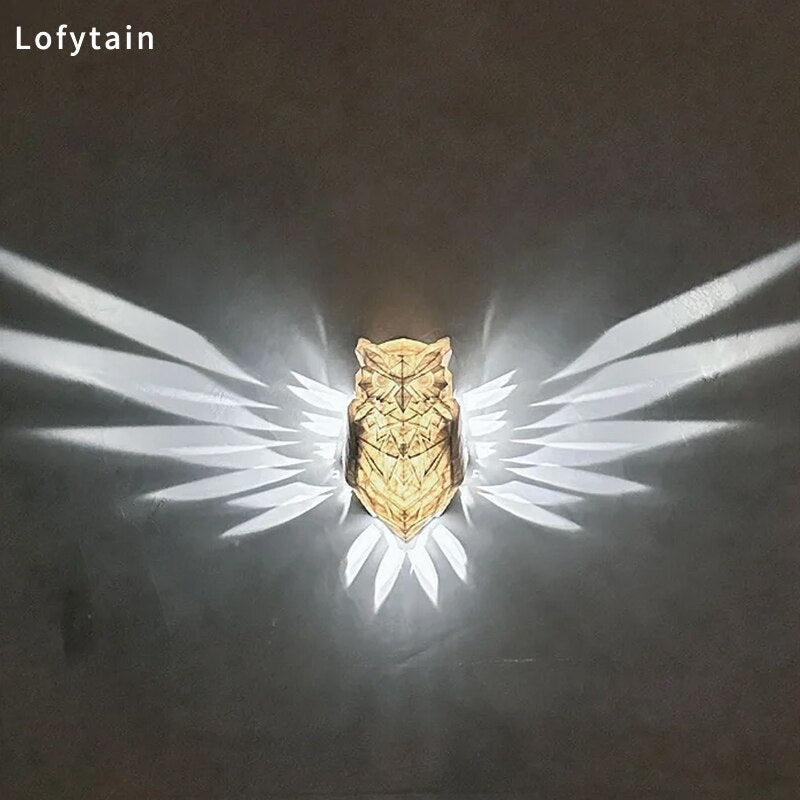 Lofytain ledde djurprojektionslampa ugglan lejon örn natt ljus djur vägg sconce studie sovrum dekoration ornament