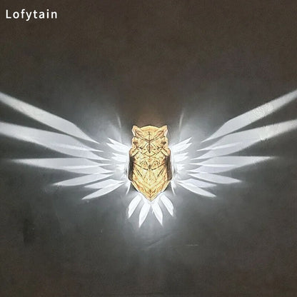 Lofytain LED LED Hewan Lampu Burung Hantu Singa Eagle Malam Cahaya Haiwan Wall Animal Sconce Kajian Hiasan Bilik Tidur