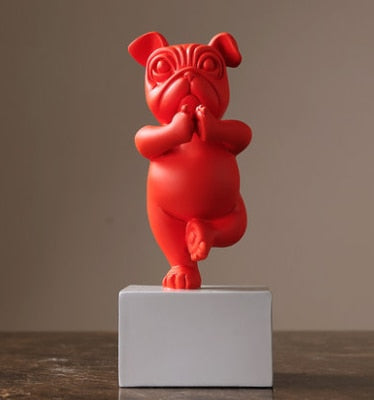 樹脂抽象ヨガブルドッグ犬の置物彫像彫刻動物像デスクトップクラフトホームリビングルームの装飾装飾