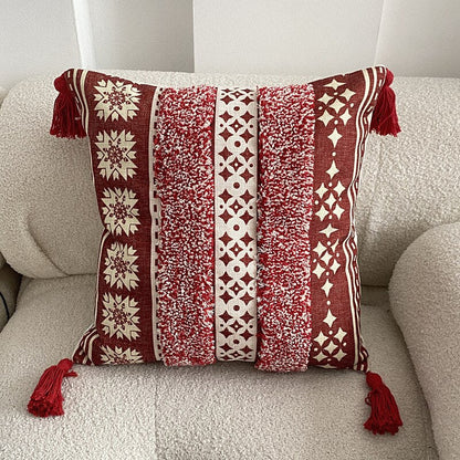 Nueva cubierta de la funda de almohada estampada de lino con mechones de estilo étnico bohemio famosa cojín decorativo
