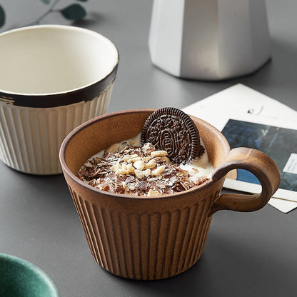 Handgefertigte Keramik-Kaffeetasse im Retro-Stil, Keramiktassen, 320 ml, Milch-Hafer-Frühstückstasse, hitzebeständig, kreatives Geschenk für Freunde