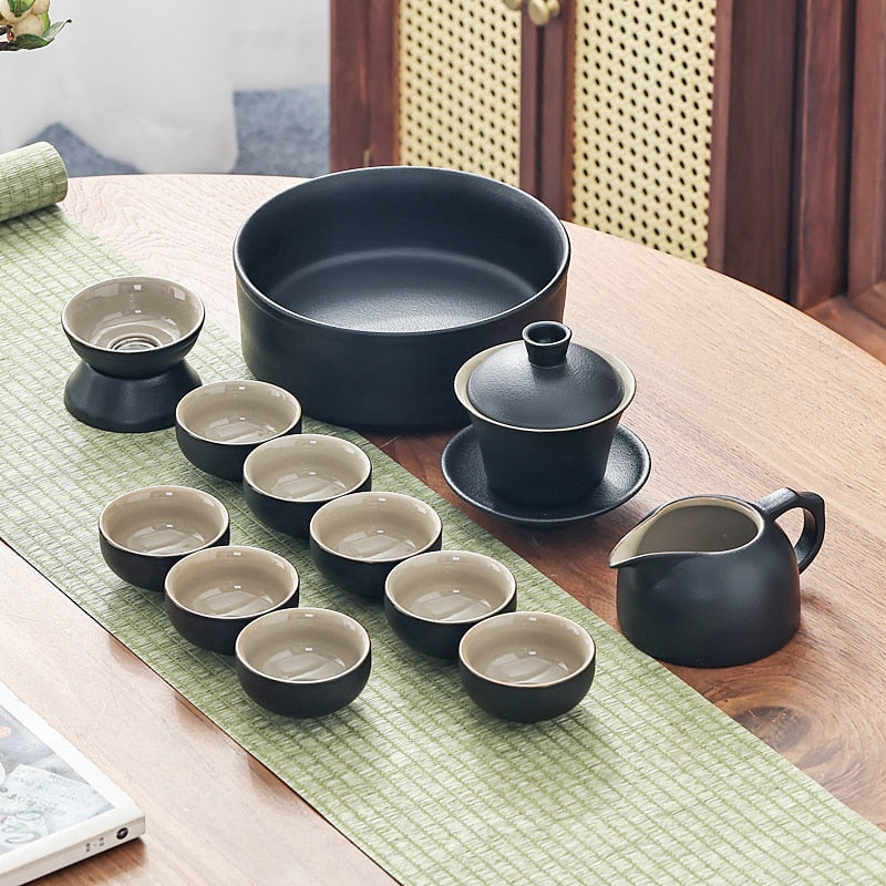 Chinesische Reise Tee-Set Gaiwan Tragbare Teesiebe Zeremonie Keramik Tee-Sets Teetasse Komplette Werkzeuge Geschenk Juego Te Küche Teegeschirr