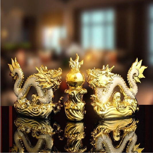 30 cm god heldig gylden drage kinesisk stjernetegn tolv statue guld dragon statue dyr skulptur figurer desktop dekoration