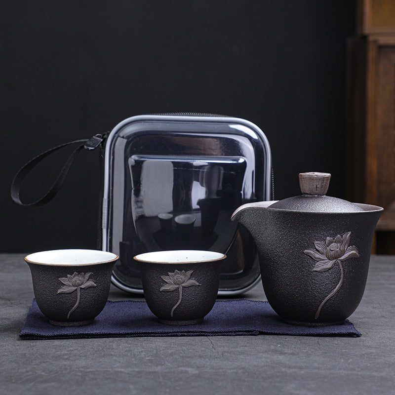 Lotus Kung Fu Travel Tea Set Ceraamic Teadot Teacup Gaiwan Posliini Teaset Kettles Teaware -sarjat Drinkware Tea -seremonia