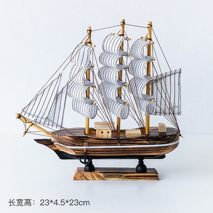 Model perahu layar kayu baru kantor dekorasi ruang tamu kerajinan dekorasi bahari model kreatif dekorasi hadiah ulang tahun