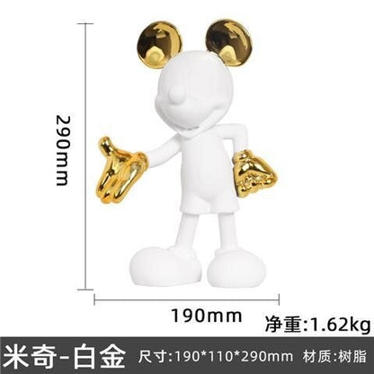Figura de 29/30 cm Disney Mickey Mouse Mickey Bienvenido Invitados Modelo de resina de juguete Love Sentarse para el hogar de Halloween Regalo
