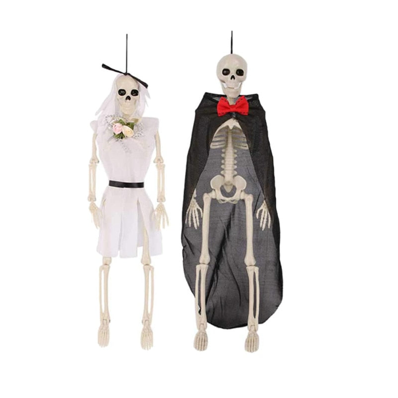 1 set Halloween Skeleton Bride and Groom Horror Human Bones Hiasan Skeleton Hiasan Parti Halloween Favors Props Scary