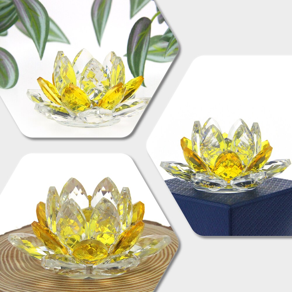 Crystal Lotus Flower Crafts Glass Paper wadze ozdoby domowe ozdoby figurki domowe przyjęcie weselne