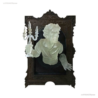 Ghost in the Mirror Wall Plaque Halloween Horrorveistos Paholaisen käden valaiseva näyttöpeili hartsi käsityöt kodinsisustus Uusi 2023