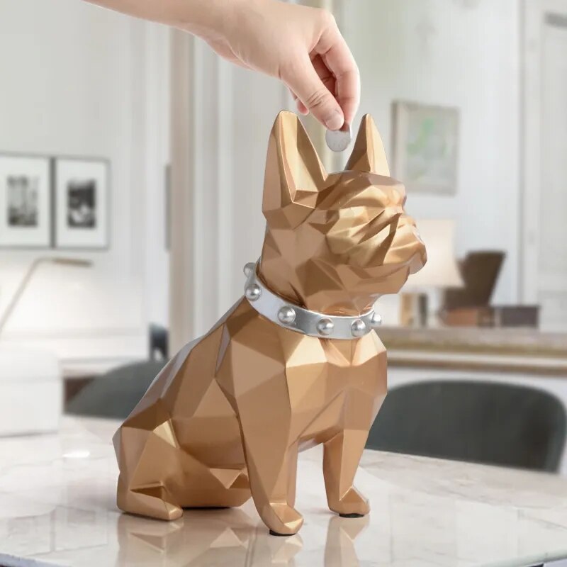 Perancis Bulldog Coin Bank Box Piggy Bank Figurine Hiasan Rumah Koin Penyimpanan Kotak Kotak Toy Toy Child Gift Box Dog untuk Kanak -kanak